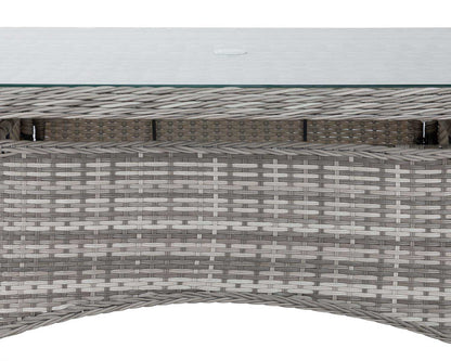 Cambridge 6 Rattan Chairs and Small Rectangular Dining Table Set in Grey