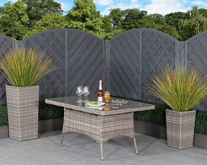Cambridge 4 Rattan Chairs and Small Rectangular Dining Table Set in Grey