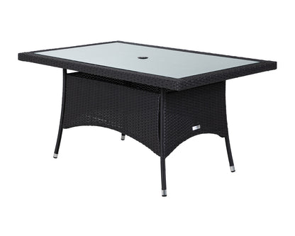 Cambridge 6 Chairs and Small Rectangular Dining Table Set in Black and Vanilla