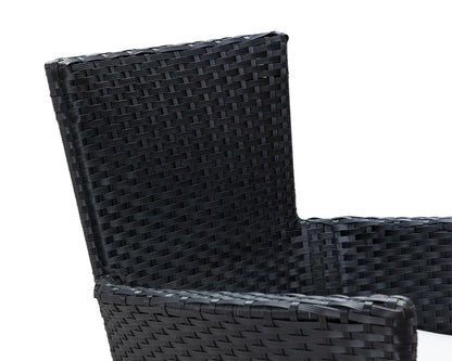 Cambridge 4 Rattan Garden Chairs and Small Rectangular Dining Table Set in Black and Vanilla