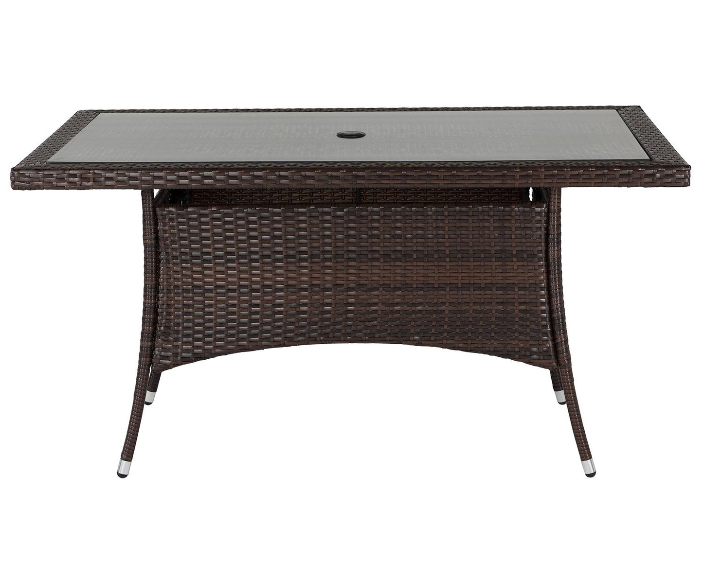 Cambridge 6 Rattan Garden Chairs and Small Rectangular Dining Table Set in Chocolate and Cream