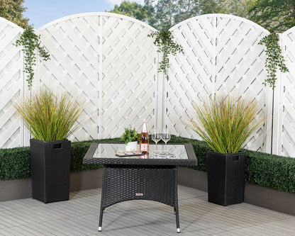 Cambridge 4 Stackable Chairs and Square Dining Table in Black and Vanilla