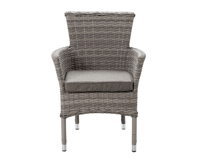 Cambridge 6 Rattan Garden Chairs and Rectangular Fire Pit Dining Table in Grey