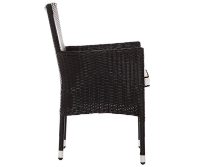 Cambridge Rattan Garden Bistro Round Set in Black and Vanilla