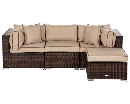 Florida 4 Piece Rattan Garden Corner Sofa Set in Chocolate and Cream