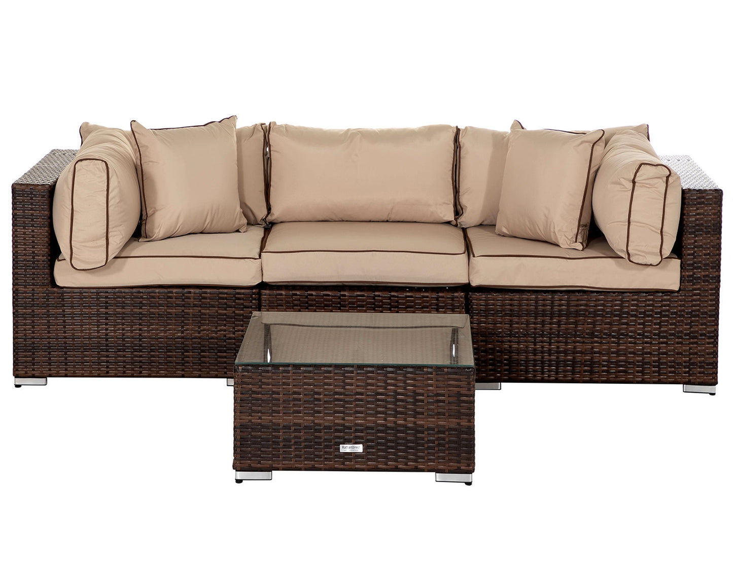 Florida 4 Piece Rattan Garden Corner Sofa Set in Chocolate and Cream