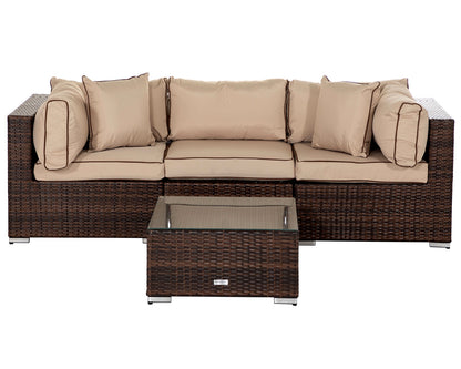Florida 4 Piece Rattan Garden Corner Sofa Set in Chocolate and Cream