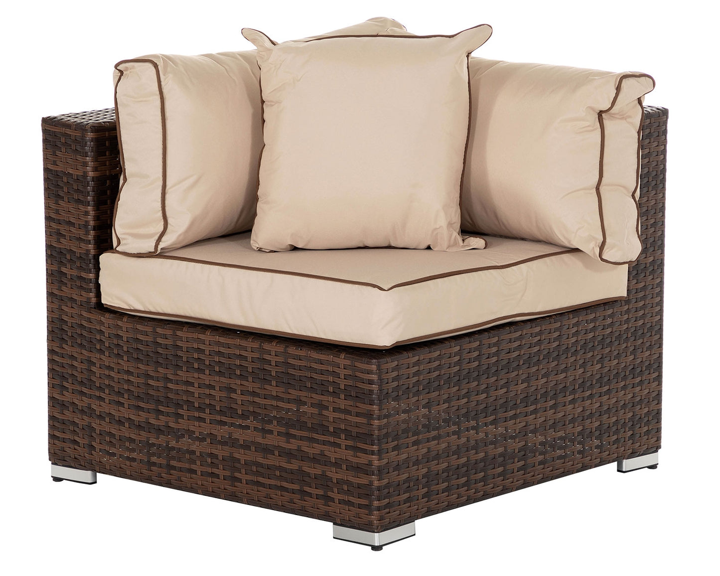 Florida 4 Piece Rattan Garden Corner Sofa Set in Chocolate and Cream