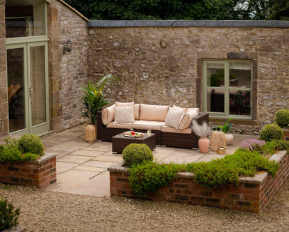 Florida 4 Piece Rattan Garden Corner Sofa Set in Chocolate and Cream