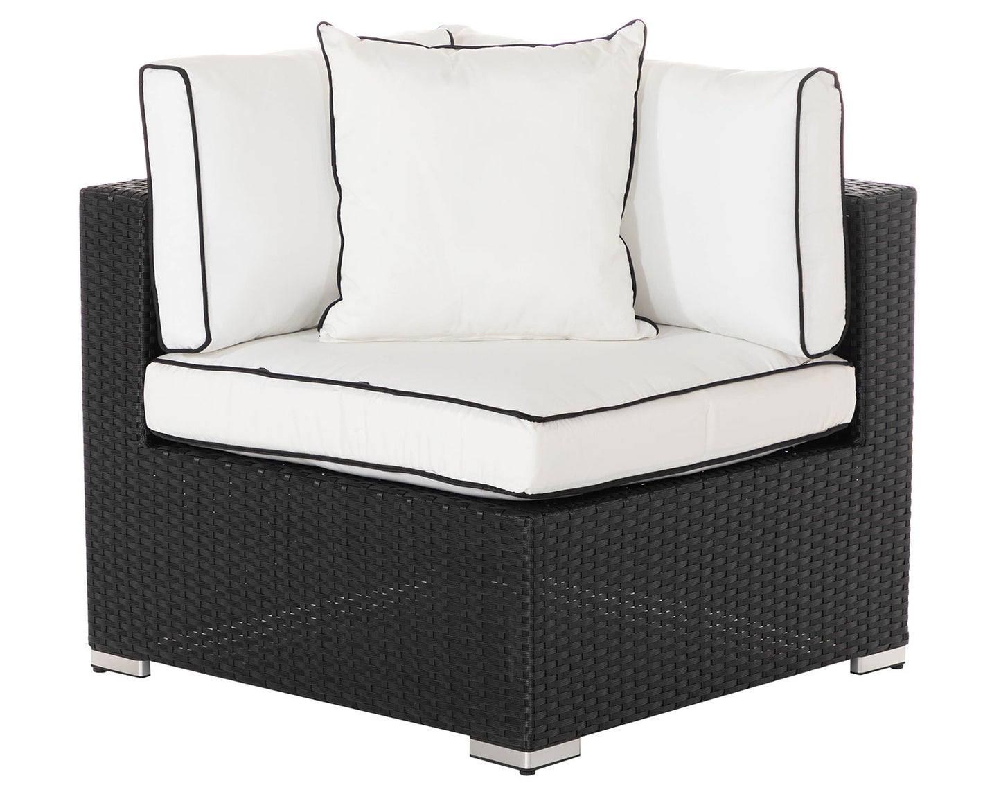 Florida 6 Piece Rattan Garden Corner Sofa Set in Black and Vanilla