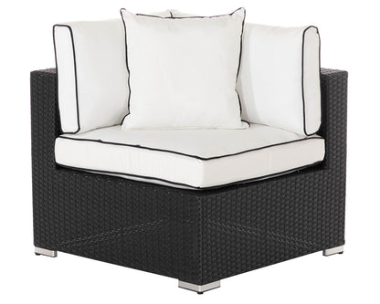Florida 6 Piece Rattan Garden Corner Sofa Set in Black and Vanilla
