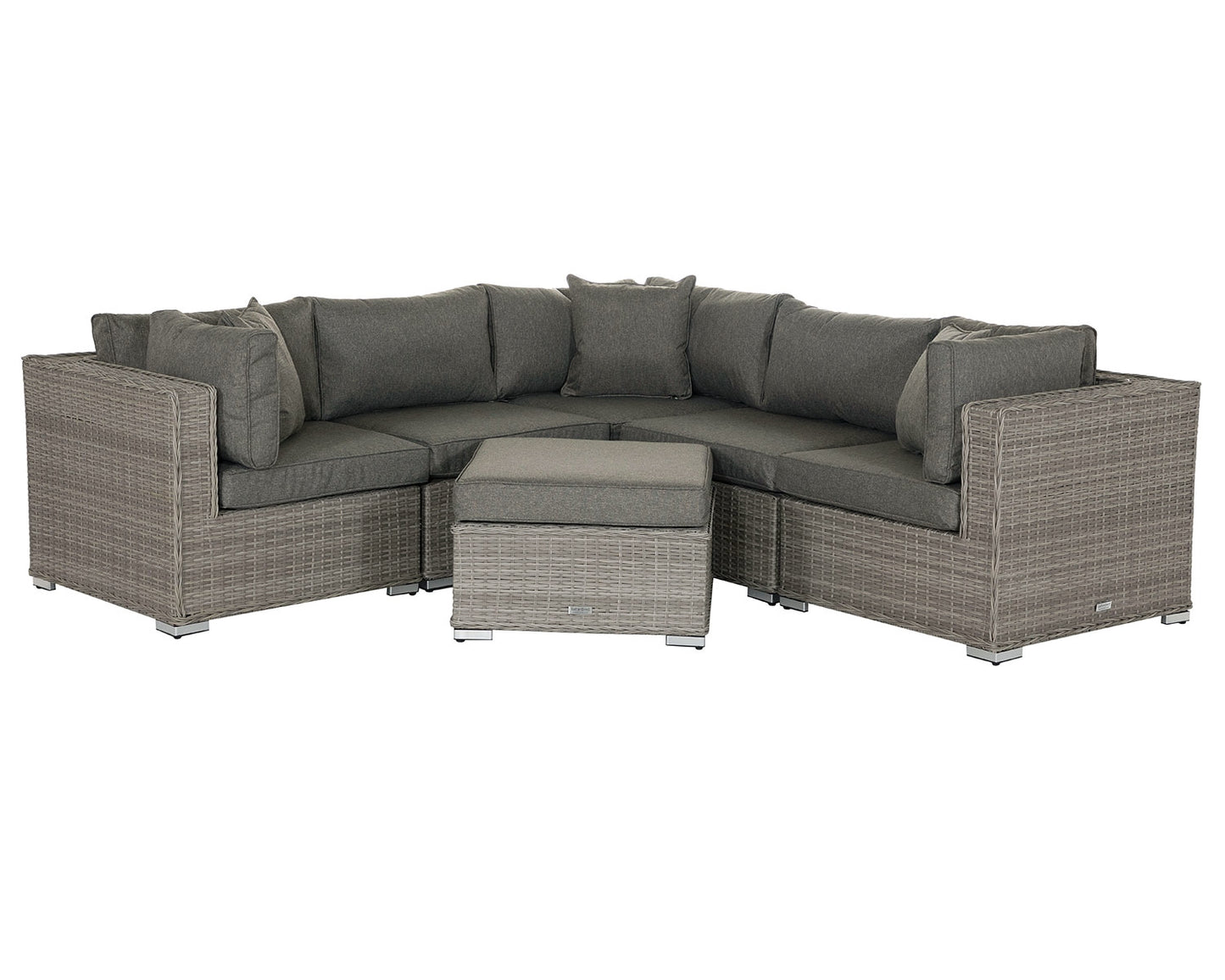 Florida 6 Piece Rattan Garden Corner Sofa Set in Grey