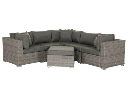 Florida 6 Piece Rattan Garden Corner Sofa Set in Grey