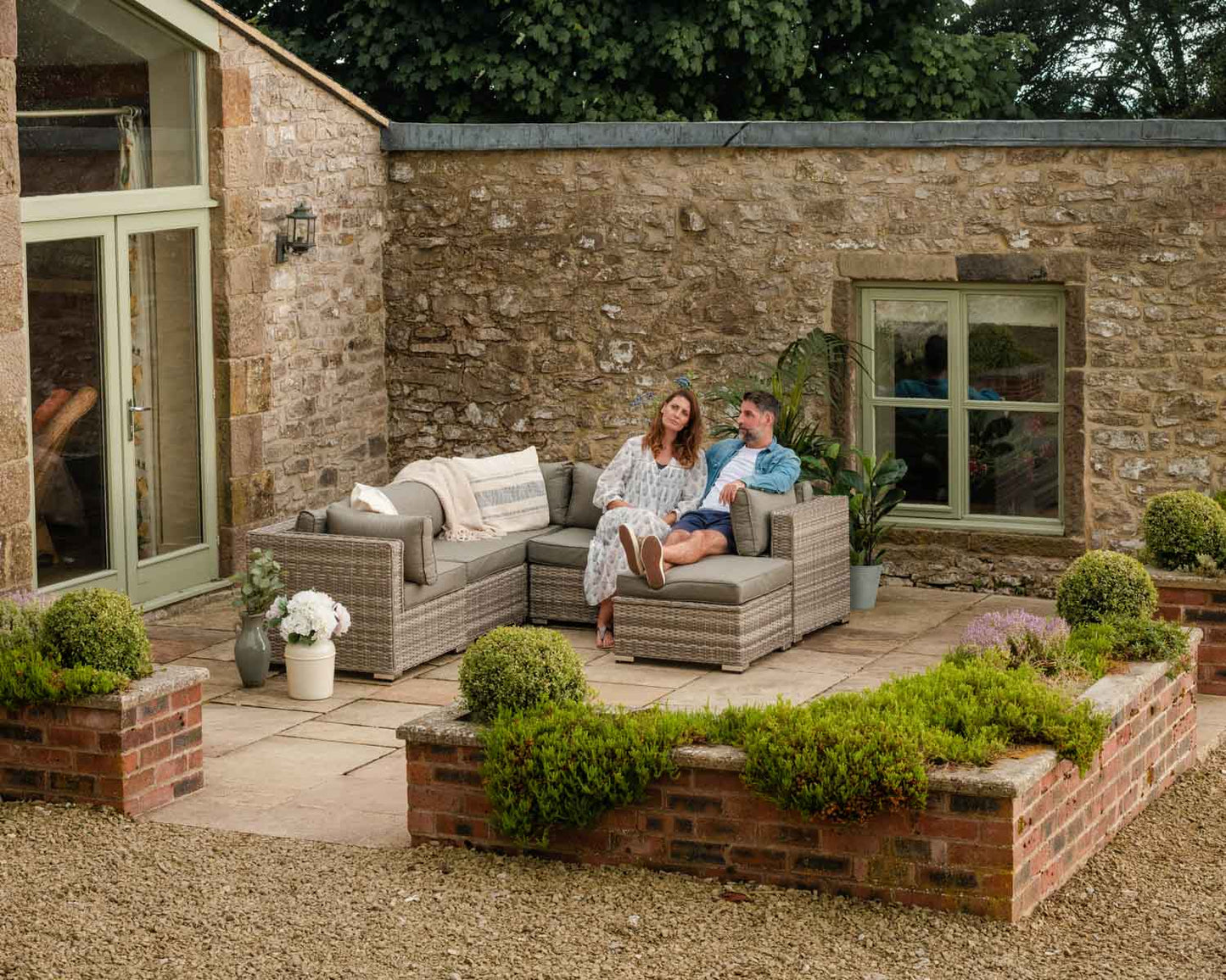 Florida 6 Piece Rattan Garden Corner Sofa Set in Grey
