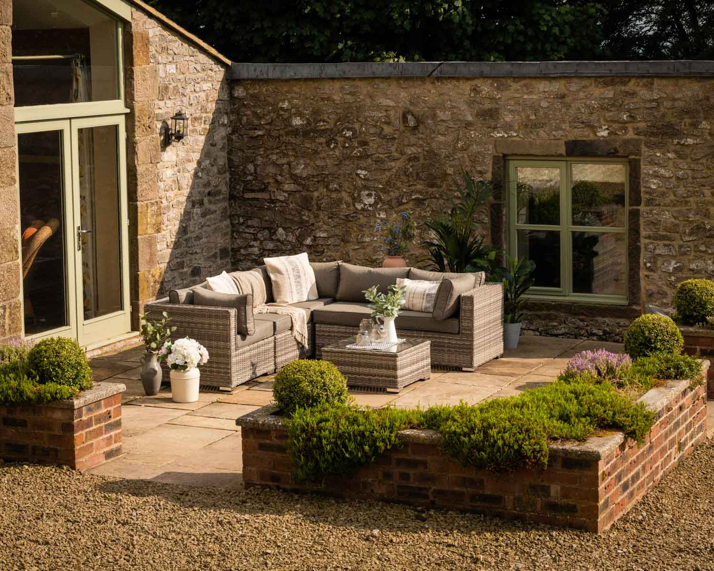 Florida 6 Piece Rattan Garden Corner Sofa Set in Grey