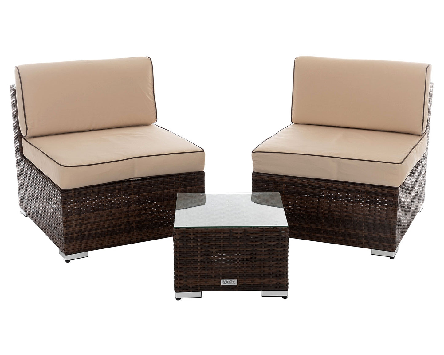 Florida Rattan Garden Bistro Set in Chocolate and Cream