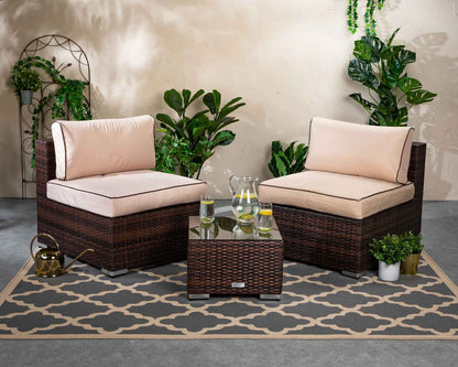 Florida Rattan Garden Bistro Set in Chocolate and Cream