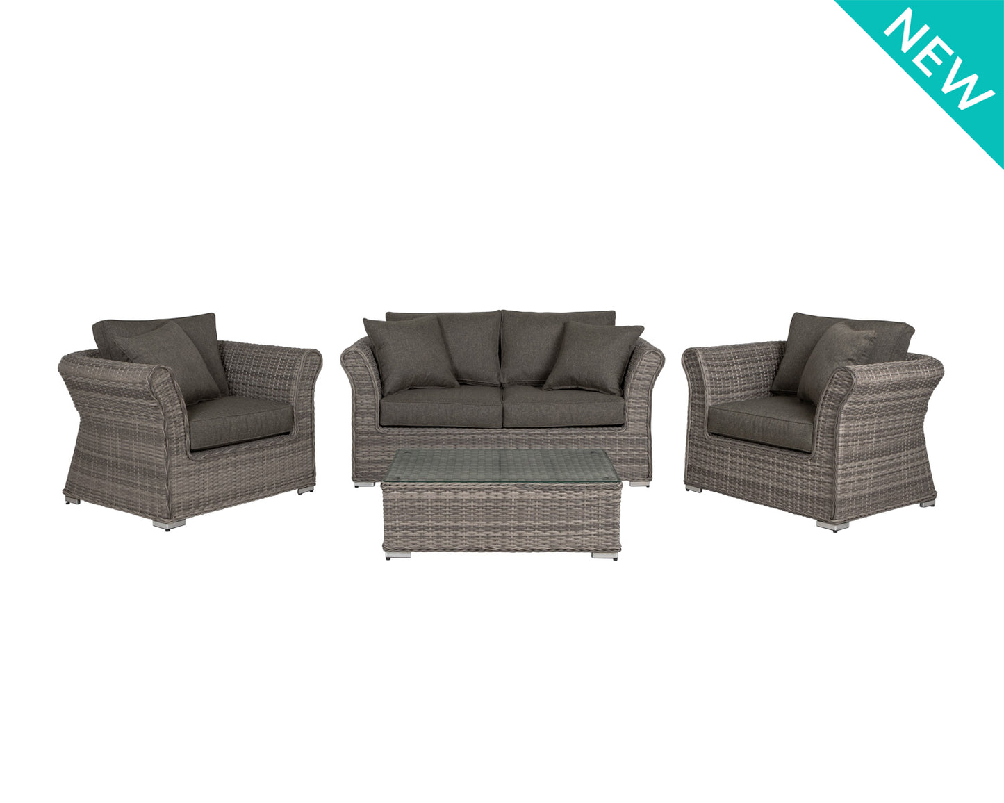 Lisbon 2 Seater Rattan Garden Sofa Set in Grey