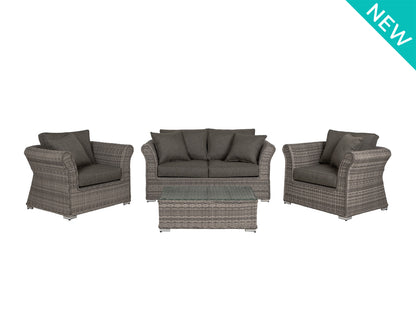 Lisbon 2 Seater Rattan Garden Sofa Set in Grey