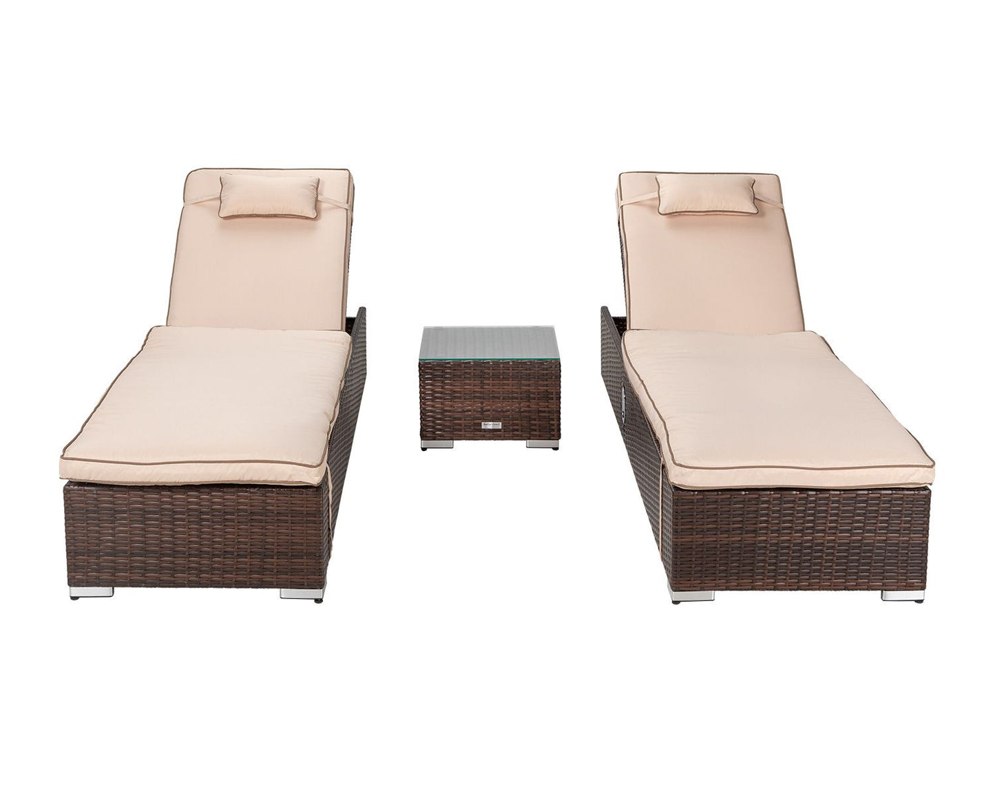 Miami Sunlounger x 2 + Small Square Side Table x 1 in Chocolate Mix