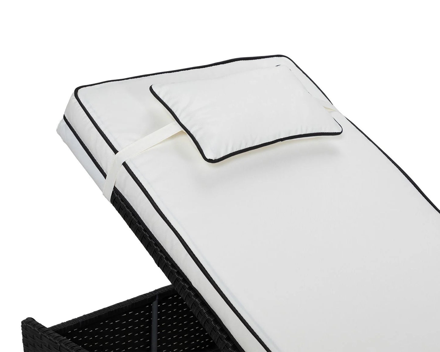 Miami Sunlounger x 2 + Small Square Side Table x 1 in Black and Vanilla