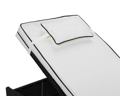Miami Sunlounger x 2 + Small Square Side Table x 1 in Black and Vanilla