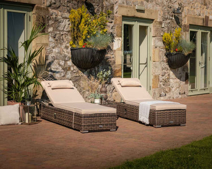 Miami Sunlounger x 2 + Small Square Side Table x 1 in Truffle