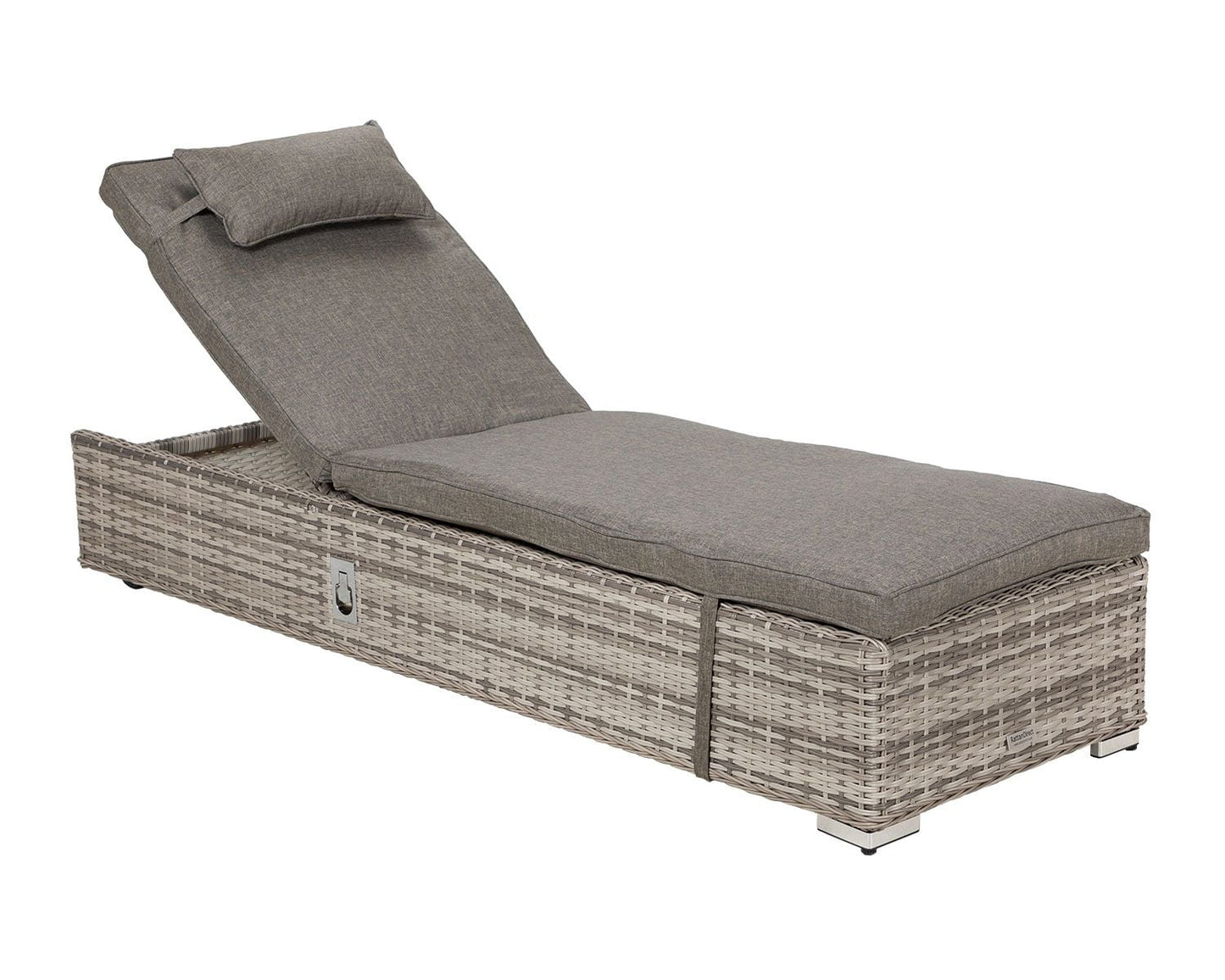 Miami Sunlounger x 2 + Small Square Side Table x 1 in Double Flat Grey
