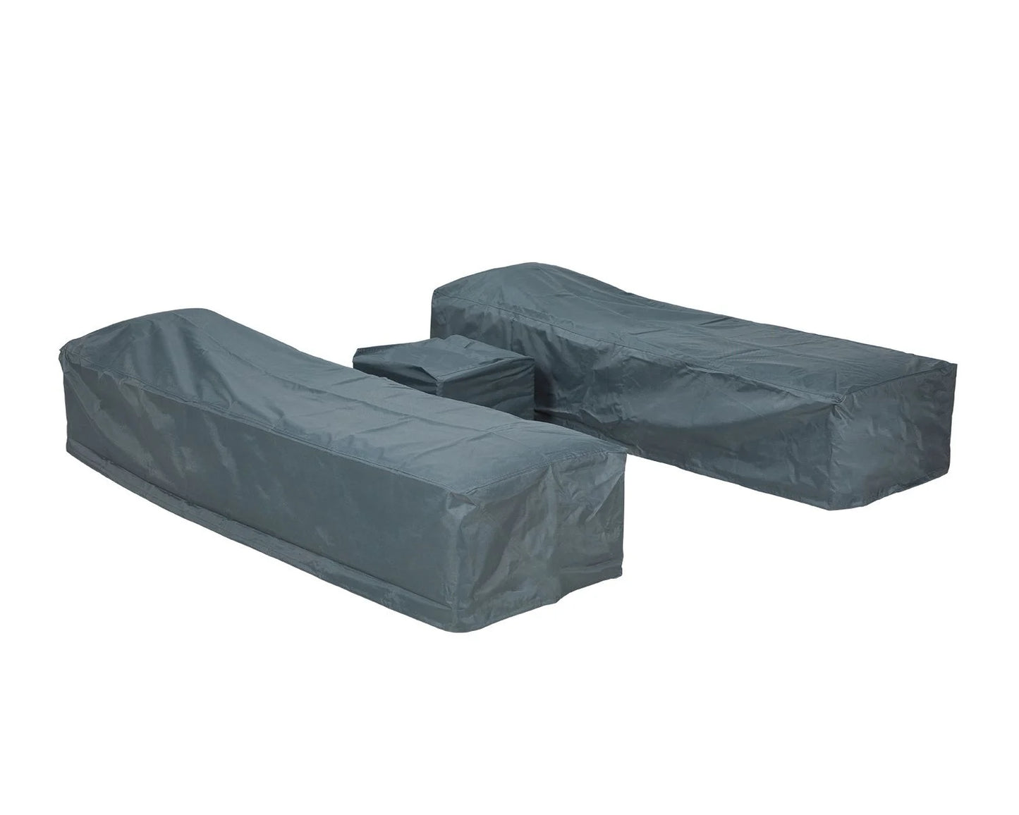 Miami Sunlounger x 2 + Small Square Side Table x 1 in Double Flat Grey