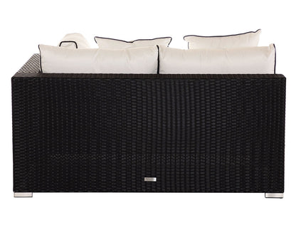 Monaco Rattan Garden Lefthand Corner Sofa Set in Black and Vanilla