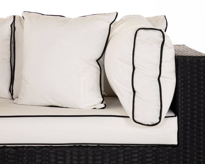 Monaco Rattan Garden Lefthand Corner Sofa Set in Black and Vanilla