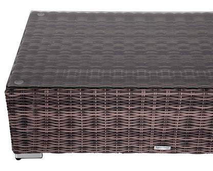 Monaco Rattan Garden Lefthand Corner Sofa Set in Premium Truffle Brown and Champagne