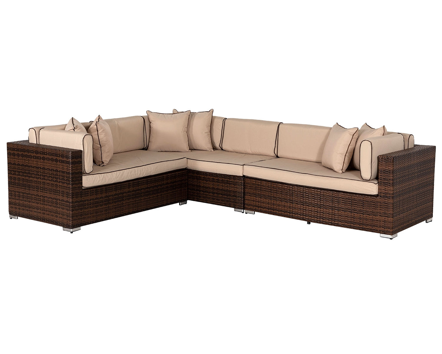 Monaco Rattan Garden Righthand Corner Sofa Set in Chocolate and Cream