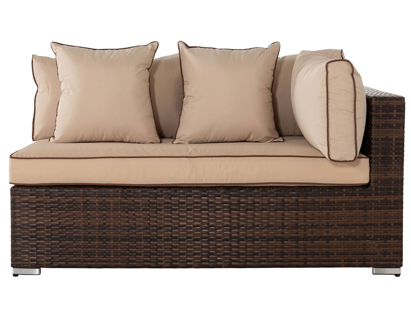 Monaco Rattan Garden Righthand Corner Sofa Set in Chocolate and Cream