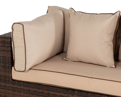 Monaco Rattan Garden Righthand Corner Sofa Set in Chocolate and Cream