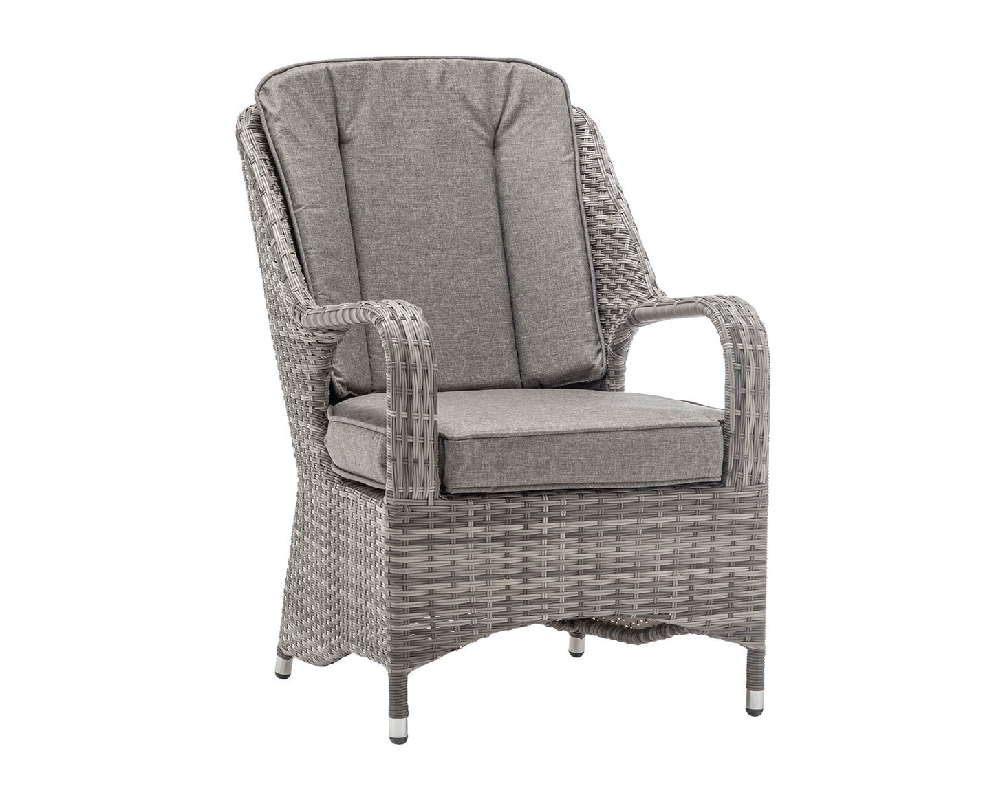 Marseille 4 Rattan Garden Chairs and Square Fire Pit Dining Table in Grey