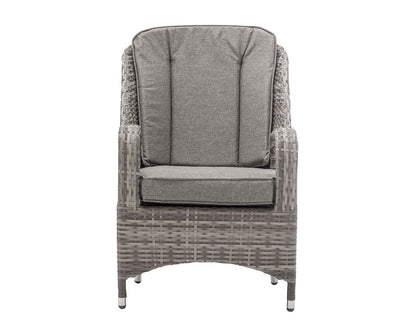 Marseille 6 Rattan Garden Chairs and Rectangular Fire Pit Dining Table in Grey