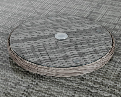 Marseille 6 Rattan Garden Dining Chairs and Large Round Table with Lazy Susan in Grey