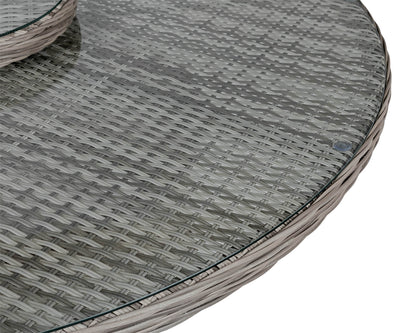 Marseille 6 Rattan Garden Dining Chairs and Large Round Table with Lazy Susan in Grey