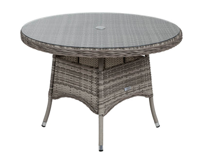 Marseille 4 Rattan Garden Dining Chairs and Small Round Table in Grey