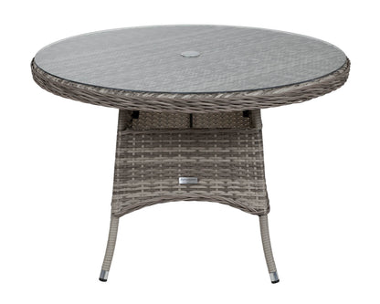 Marseille 4 Rattan Garden Dining Chairs and Small Round Table in Grey