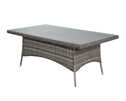 Marseille 6 Rattan Garden Dining Chairs and Large Rectangular Table in Grey