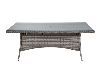 Marseille 6 Rattan Garden Dining Chairs and Large Rectangular Table in Grey