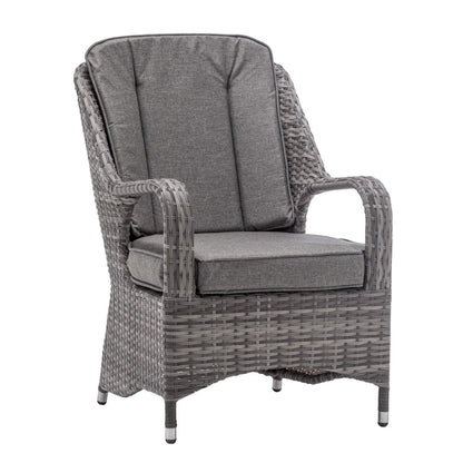 Marseille 4 Rattan Garden Dining Chairs and Rectangular Table in Grey