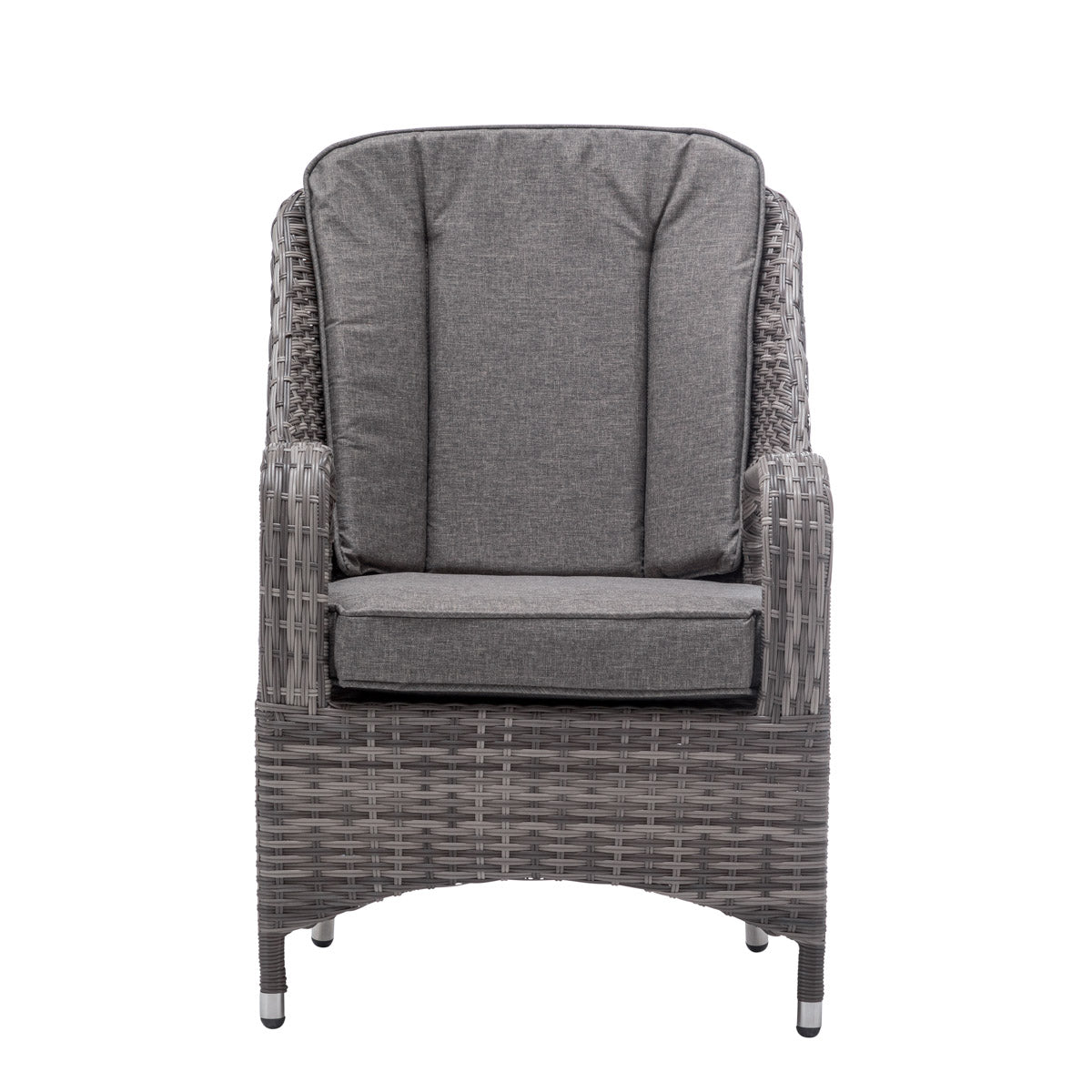Marseille 6 Rattan Garden Dining Chairs and Rectangular Table in Grey