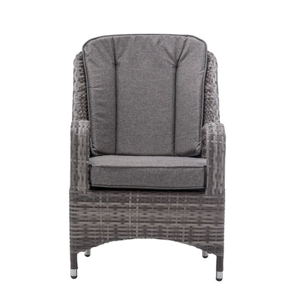 Marseille 6 Rattan Garden Dining Chairs and Rectangular Table in Grey
