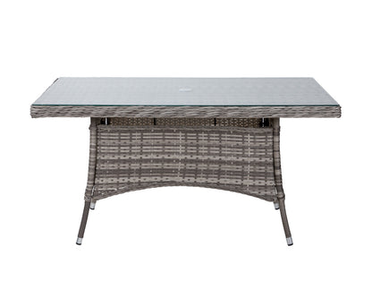 Marseille 6 Rattan Garden Dining Chairs and Rectangular Table in Grey