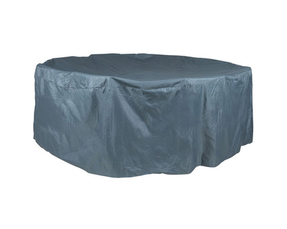 Large Round Dining Table with Lazy Susan and Cover, Double Flat Grey, Glass