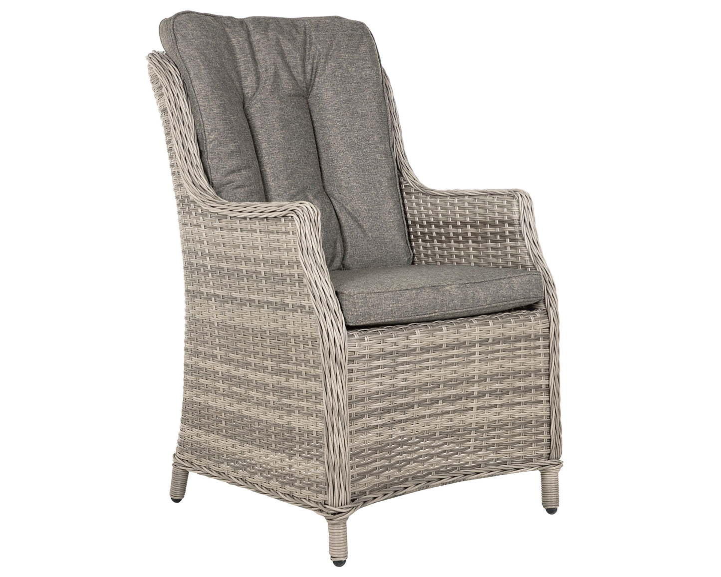 Riviera 6 Rattan Garden Dining Chairs and Large Round Table Set in Grey