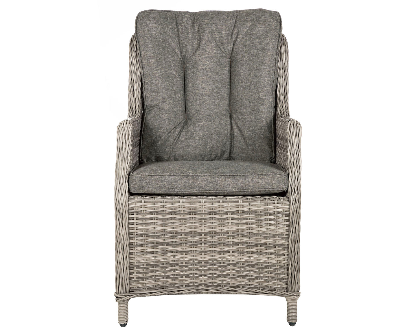 Riviera 6 Rattan Garden Dining Chairs and Large Round Table Set in Grey